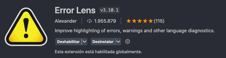 Extensión Error Lens